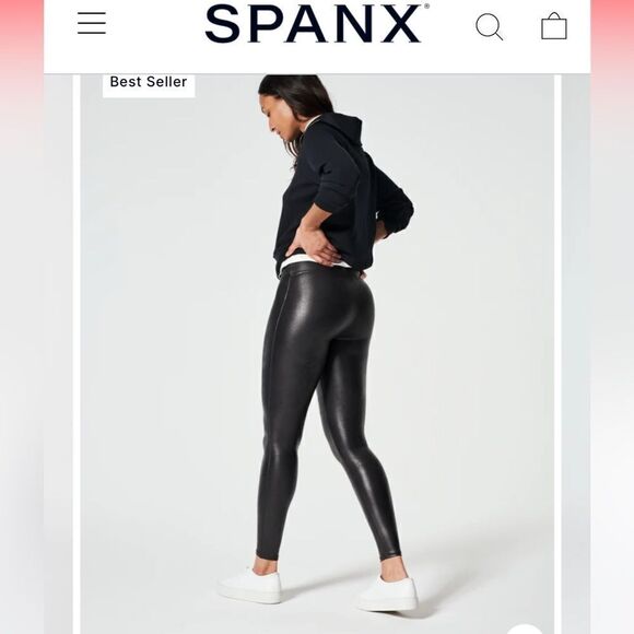 SPANX Pants - EXCELLENT CONDITION WOMEN’S XL SPANX FAUX LEATHER HI-WAISTED BLACK LEGGINGS